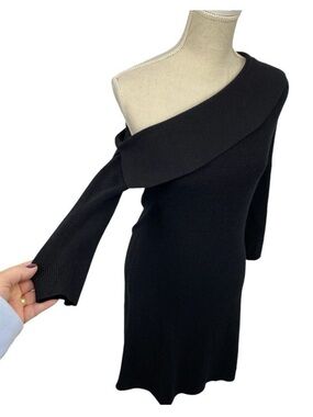 Theory one shoulder rollover dress